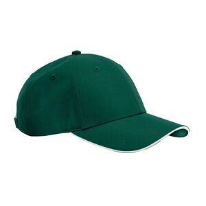 Beechfield Team Sports-Tech Baseball Cap / Bottle Green/White